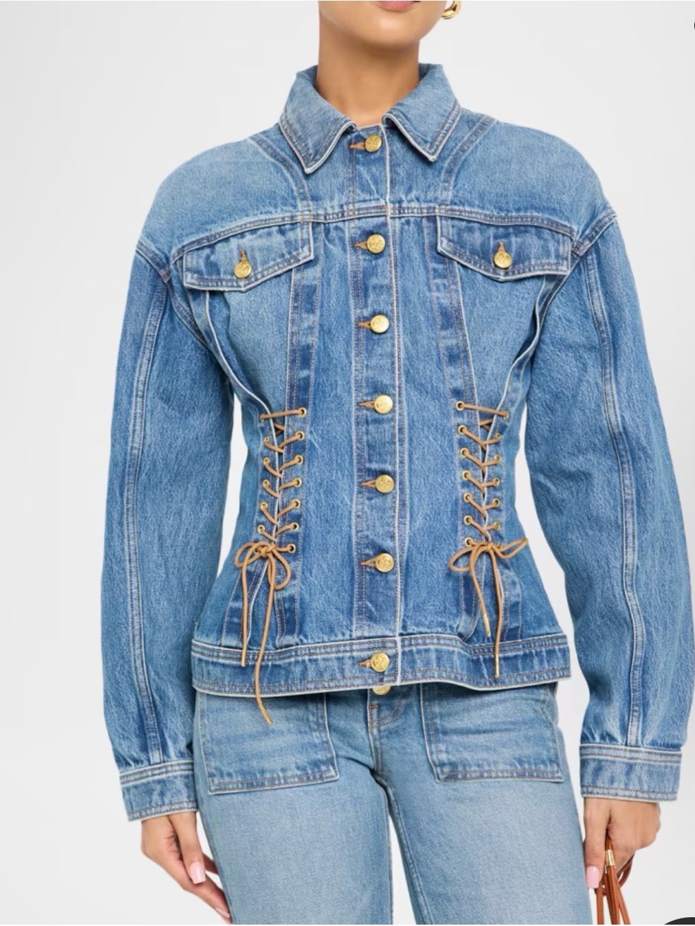 Ulla Johnson Naomi Lace-Up Detail Denim Jacket Corset Small Danube $750